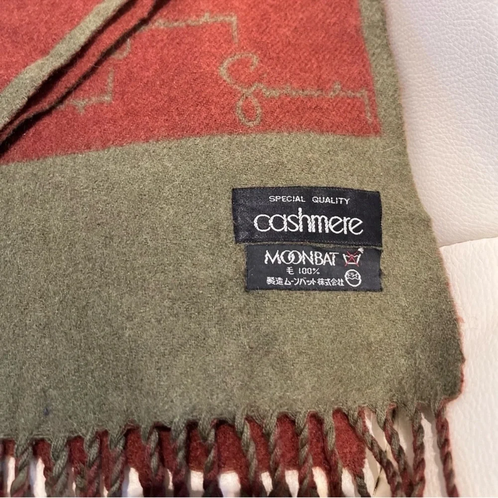 Givenchy Reversible Cashmere Logo Scarf Red Olive Fringe Unisex Luxury Designer